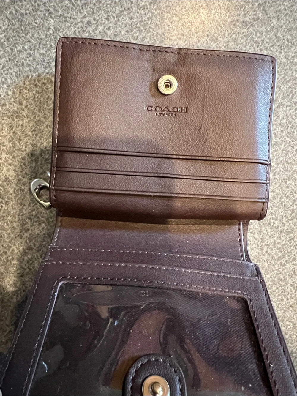 Coach Metallic Pebbled Leather Zip Wallet in Gray